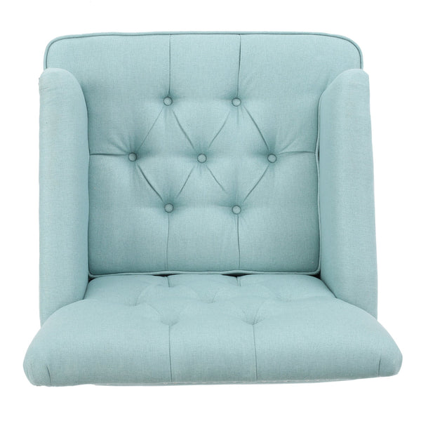 English Elm Christopher Knight Home® - HARRISON Tufted Club Chair with Diamond-Stitched Back, Nailhead Trim and Turned Birch Legs for Comfort and Style Light Blue 53444.00FLBL