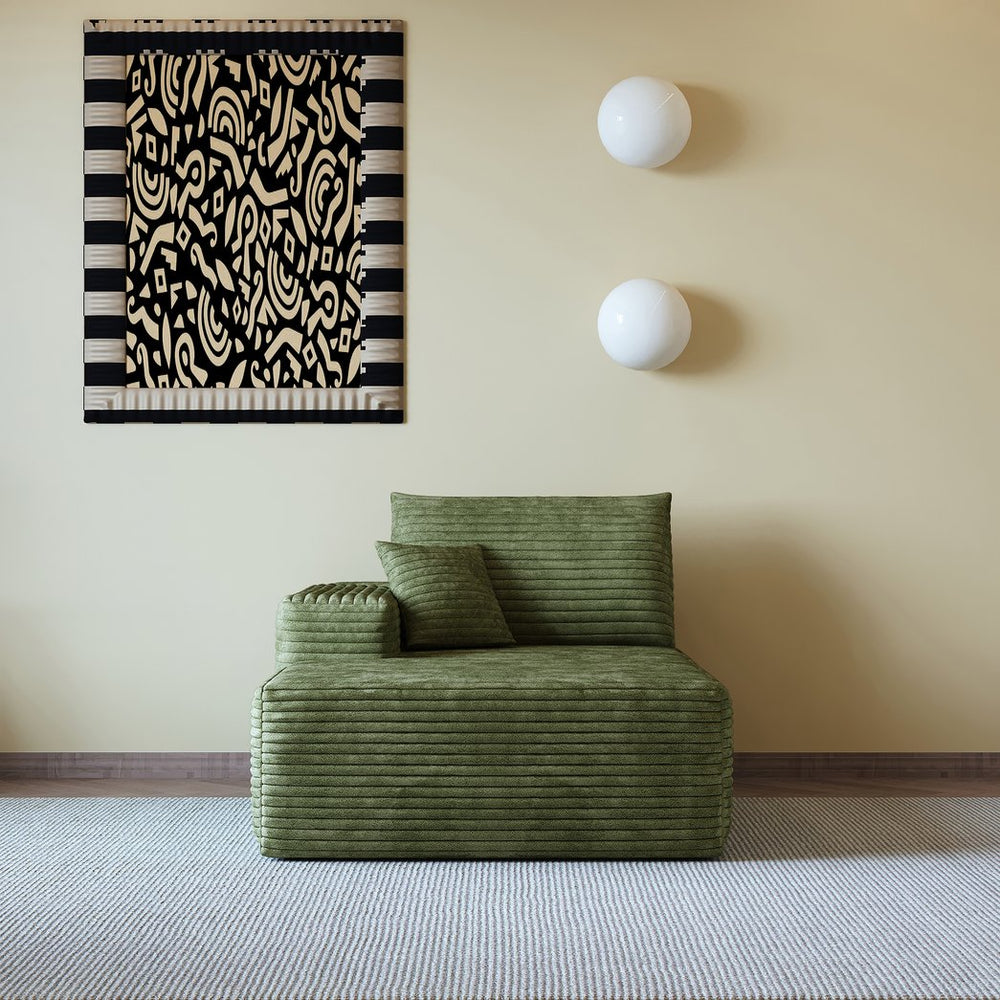 English Elm Y119-R-SLEEPER-WHITE Luxurious Modular Corduroy Sectional Sofa with Reversible Chaise, No Assembly Required White W2824P338978