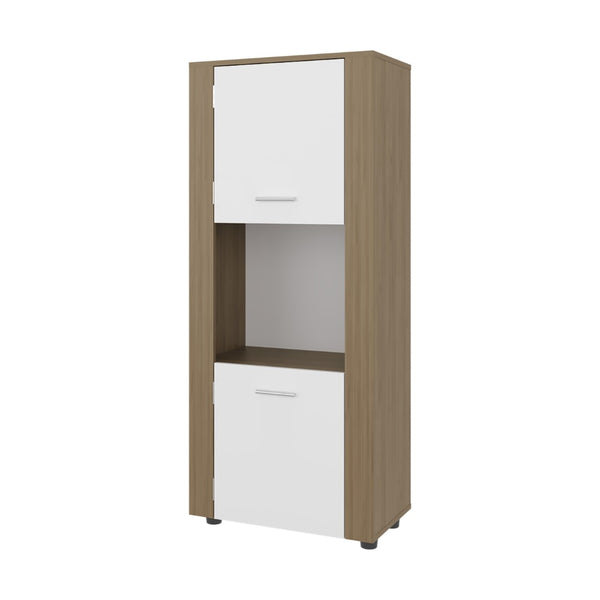 English Elm Hyder Two-tone Oak Vertical Bookcase with Concealed Doors and Open Display Shelf B097P474311