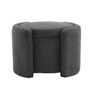 English Elm Christopher Knight Home® - Cozy Boucle Storage Ottoman with Plush Lamb Fleece, Hidden Compartment, Sturdy 250 lb Capacity DARK GREY N769P199879G