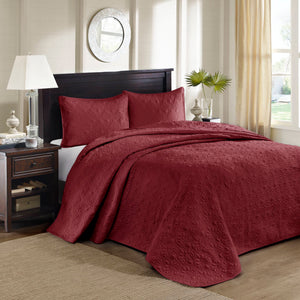 JLA Home Madison Park - 3 Piece Reversible Bedspread Set with Quilted Stitch Texture, Prewashed Cotton Fill, Antimicrobial Finish 120 L x 118 W x 0.25H MP13-2994