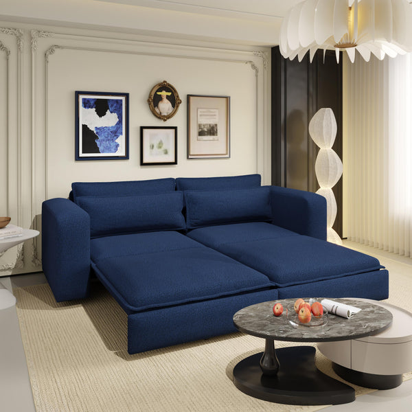 English Elm 93" King Size Sleeper Sofa Bed - 3-In-1 Convertible Chaise Lounge With Teddy Fabric & Pillows! W1885S00163