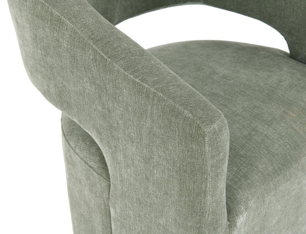 English Elm Contemporary Sculpted Barrel-Back Arm Chair with Smooth Casters, Neutral Textured Upholstery, Stylish Accent Seating Green 27 L x 26 W x 33 H B2741P400837