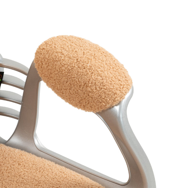 English Elm Vinsetto Teddy Fleece Home Office Chair with Plush Button Tufting, Adjustable Height & Swivel Wheels khaki W2225P249596