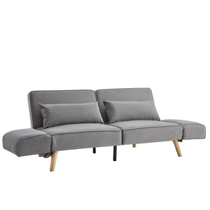 English Elm 72.8" Velvet Futon Sleeper Sofa Split Back Reclining Couch for Apartments and Guest Rooms Gray W1669P364128