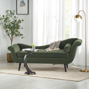 English Elm Chaise Lounge Upholstered Accent Piece Tailored Silhouette for Living Room or Bedroom Sage N776P396744S