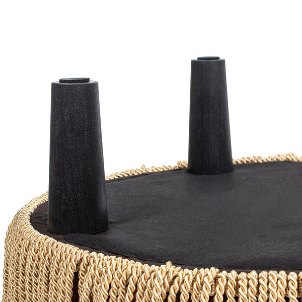 English Elm Jennifer Taylor Home - Yolanda Round 24" Upholstered Accent Ottoman in Performance Velvet with Tassel Fringe, Durable Build Brown B2719P358854