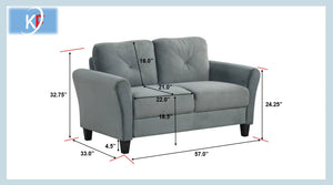 English Elm Couch Plush Velvet Sectional Sofa For Living Room, Bedroom & Office - Modular Design For Small Spaces W2121P307540