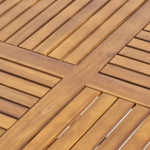 English Elm 47.25" Solid Acacia Round Outdoor Dining Table Slatted Teak Finish Seats Four N770P396234T
