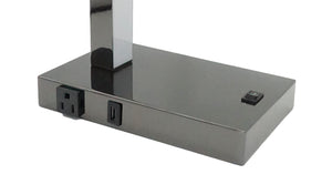 English Elm Modern LED Desk Lamp Pewter with USB Port & Power Outlet, Compact Metal Design for Workspaces B080P324887