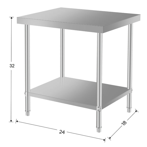 English Elm 24''*18'' Stainless Steel Prep Table with Under Shelf for Professional Food Service W3167P300148