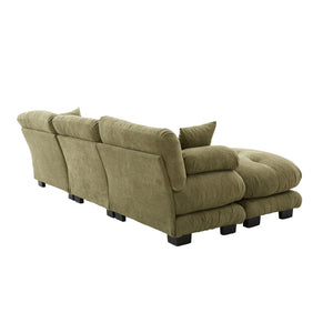 English Elm United We Win U-Shaped Cloud Couch In Pelletized Velvet With 2 Ottomans & Lumbar Pillows For Cozy Living W1568S00197-GIGA