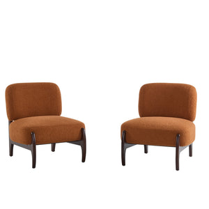English Elm Christopher Knight Home® - [Set of 2] Boucle Lounge Chair with Rolled Backrest, Solid Wood Frame, Plush Durable Upholstery for Modern Spaces Orange N767P256376D_2