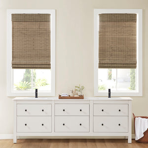 JLA Home Madison Park - Bamboo Handwoven Light‑Filtering Roman Shade 64" — Eco Cordless Window Treatment with Included Hardware Natural Ash MP40-7802