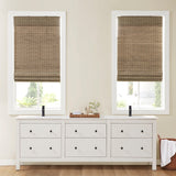 Madison Park Eastfield Casual Bamboo Light Filtering Roman Shade 64"L MP40-7803 Natural Ash