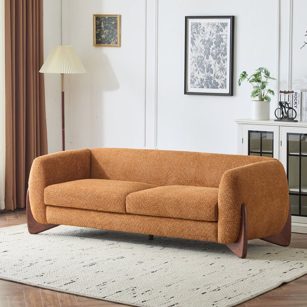 English Elm Christopher Knight Home® - 82Inches Caramel Boucle Sherpa Sofa - Plush Comfort, Modern Design, Cozy Living Room Essential N771P205090W_N771P205091W