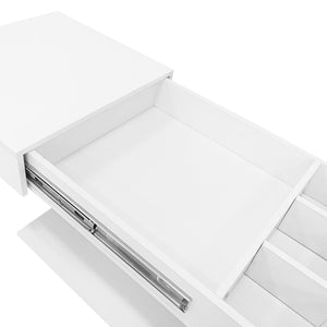 English Elm U-Can Extendable Coffee Table with Bluetooth 16-Color LED, Smooth Glide Top and Hidden Storage Space White N724P290061K