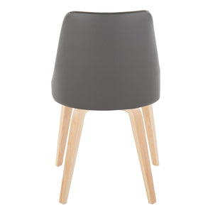 English Elm Marche Contemporary Accent Chair Set Of 2 In Grey Faux Leather With Natural Wood Legs For Dining & More B202S01253