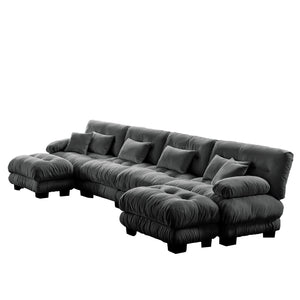 English Elm Free Modular Sectional Sofa - U-Shaped Chenille Couch With 2 Ottomans For Ultimate Comfort & Style W714S01024