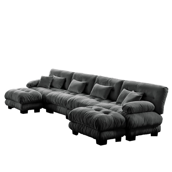 English Elm Free Modular Sectional Sofa - U-Shaped Chenille Couch With 2 Ottomans For Ultimate Comfort & Style W714S01024