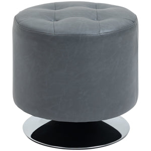 English Elm Homcom 360° Swivel Foot Stool - Versatile Pu Ottoman With Thick Padding & Steel Base, Grey Style W2225P229606