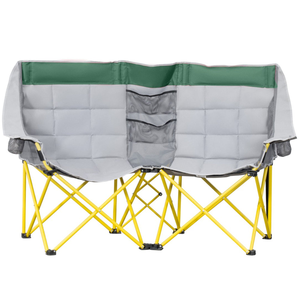 English Elm Outsunny Oversized Loveseat Camping Chair For Two, Portable Folding Chair With Cup Holders & Storage W2225P217041-GIGA