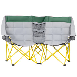 English Elm Outsunny Oversized Loveseat Camping Chair For Two, Portable Folding Chair With Cup Holders & Storage W2225P217041-GIGA