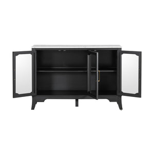 English Elm Christopher Knight Home® - Storage Cabinet - Stylish 3-Door Organizer For Entryway & Dining Room | Black & White Finish, Large Space N780P330602B