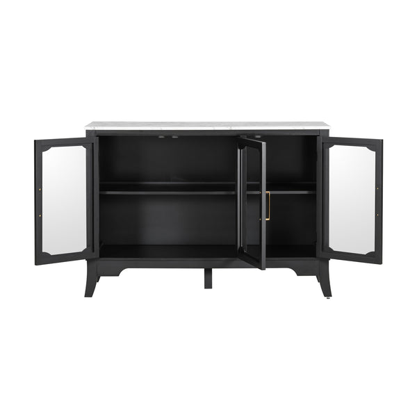 English Elm Christopher Knight Home® - Storage Cabinet - Stylish 3-Door Organizer For Entryway & Dining Room | Black & White Finish, Large Space N780P330602B
