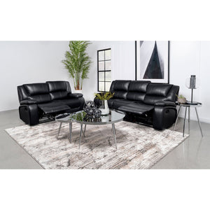 English Elm Elodie Black 2-Piece Reclining Sofa Set with Tufted Faux Leather, Pillowtop Arms & Plush Legrests B062S01113