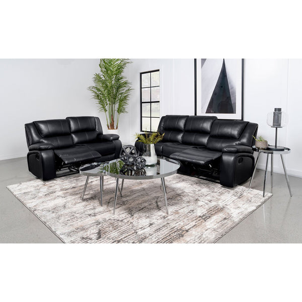English Elm Elodie Black 2-Piece Reclining Sofa Set with Tufted Faux Leather, Pillowtop Arms & Plush Legrests B062S01113