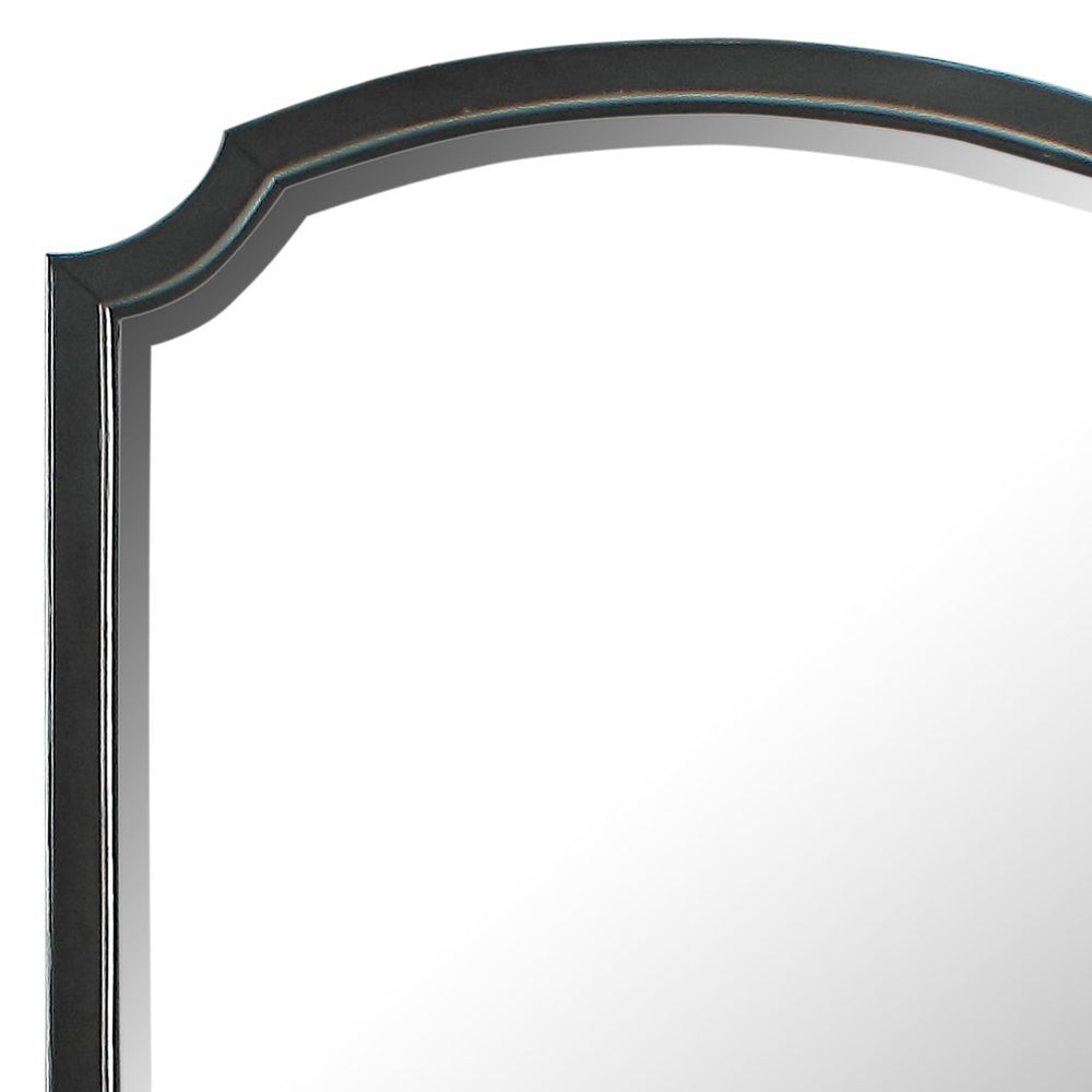 English Elm House Beatrice Charcoal Mirror — Transitional Beveled 24"x23" Decorative Wood Frame, Stylish Accent Piece B2726P362633