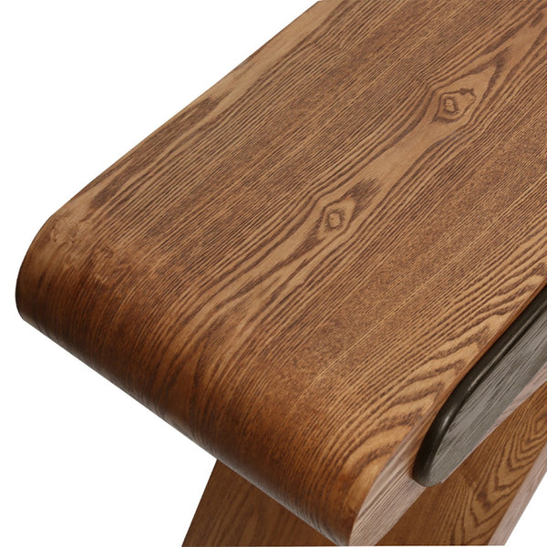English Elm Ashwood Veneered Console Table with X Frame Legs and Two Drawers for Entryway Halls W3040P455736
