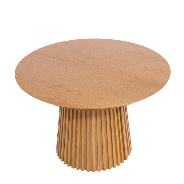 English Elm 47"-78" Extendable Round Oval Dining Table Fluted Pedestal Seats 8 Mid Century N768P399828N_N768P399829N