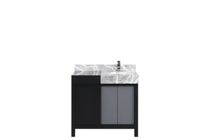 English Elm Black Contemporary Bath Vanity 36" W X 22" D With Castle Grey Marble Top & Chrome Faucet Included B2731P261084