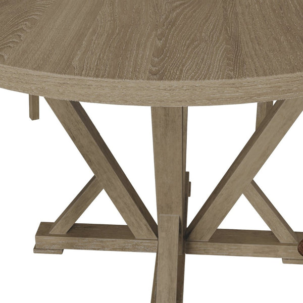 English Elm [5-Piece] Rustic Round Dining Table Set With Upholstered Chairs - Solid Wood, Farmhouse Charm & Comfort W2537S00001-GIGA