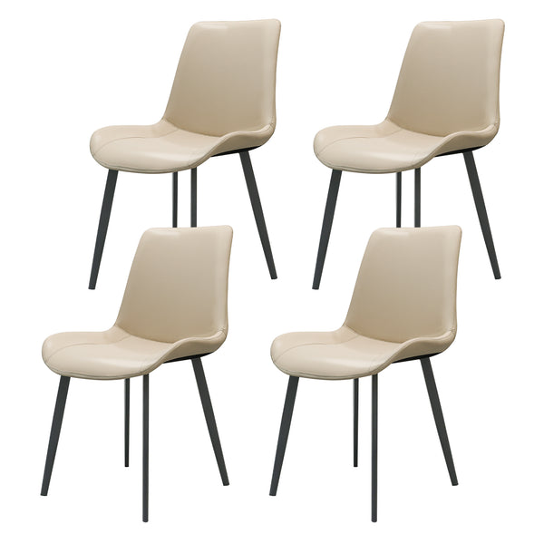 English Elm Beige Pu Leather Dining Chairs Set Of 2 - Modern, Durable, Ergonomic For Kitchen, Office & More! T3967P384117