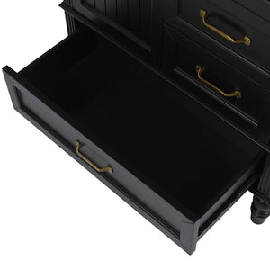 English Elm Christopher Knight Home® - 30" Bathroom Vanity with Ceramic Sink, Acacia & MDF Cabinet, Soft-Close Door & Drawers Black N759P346895B