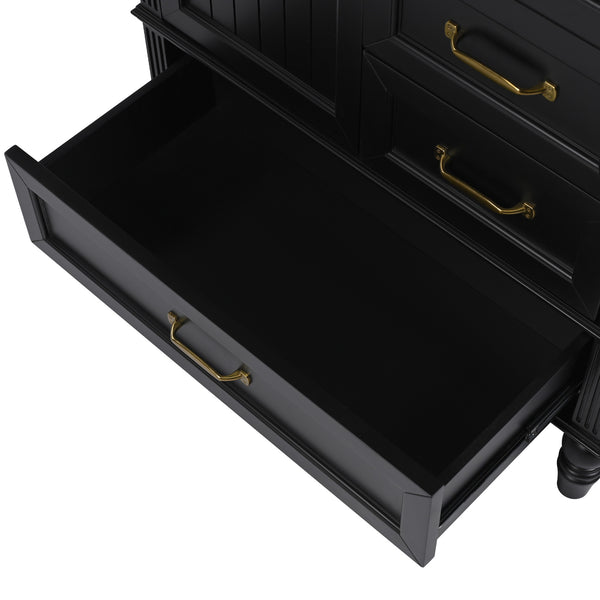 English Elm Christopher Knight Home® - 30" Bathroom Vanity with Ceramic Sink, Acacia & MDF Cabinet, Soft-Close Door & Drawers Black N759P346895B