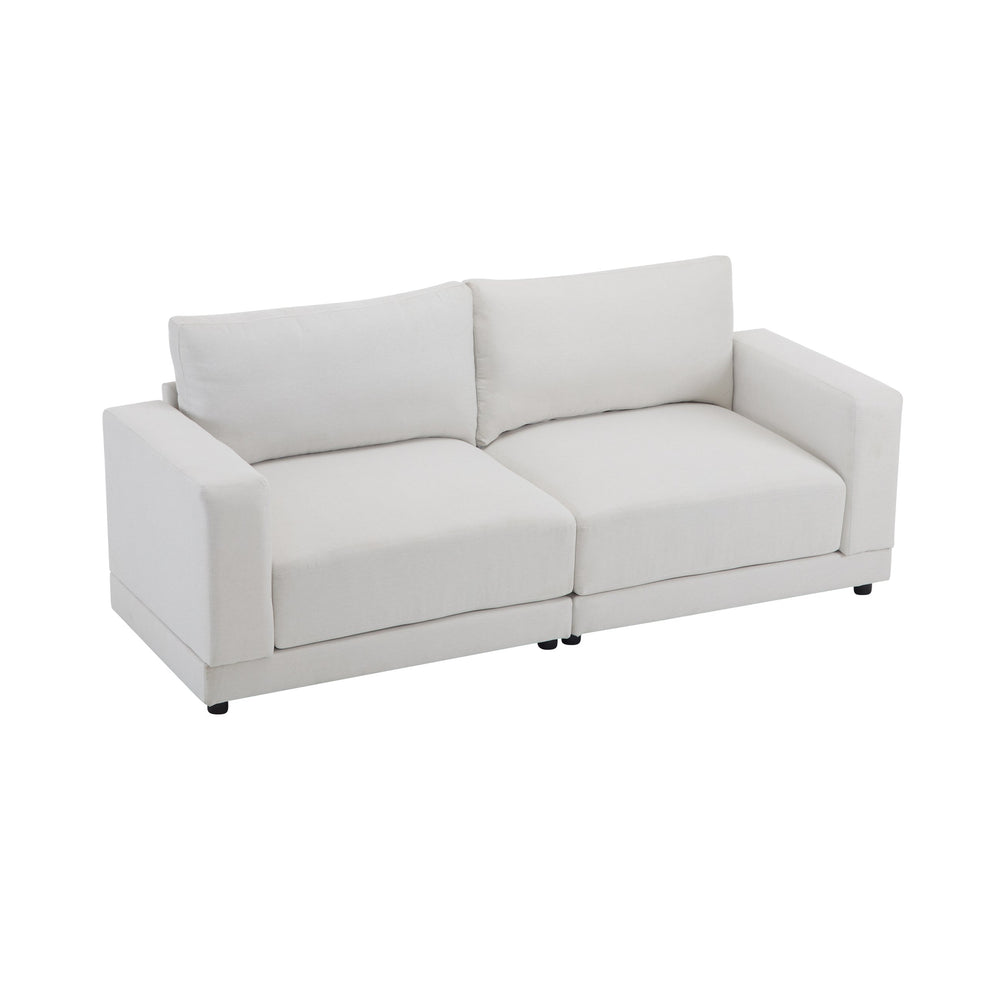 English Elm Christopher Knight Home® - 81'' Modern Square Arm Sofa with High-Density Foam Cushions, Durable Wooden Frame, Fresh White Look Beige N767P240700B_N767P240702B