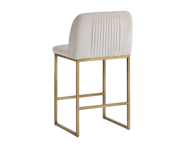 Sunpan Nevin Modern Counter Stool - Stylish Comfort with Antique Brass Legs, Perfect for Any Space Polo Club Muslin