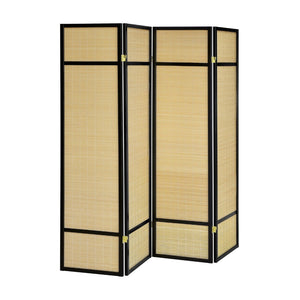 English Elm 4-panel Woven Bamboo Folding Screen with Pine Frame for Home Office or Living Room B016P473623