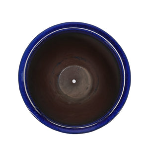 English Elm Ceramic Modern Flowerpot - Handcrafted Dark Blue Planter For Stylish Indoor & Outdoor Spaces W3273P326365