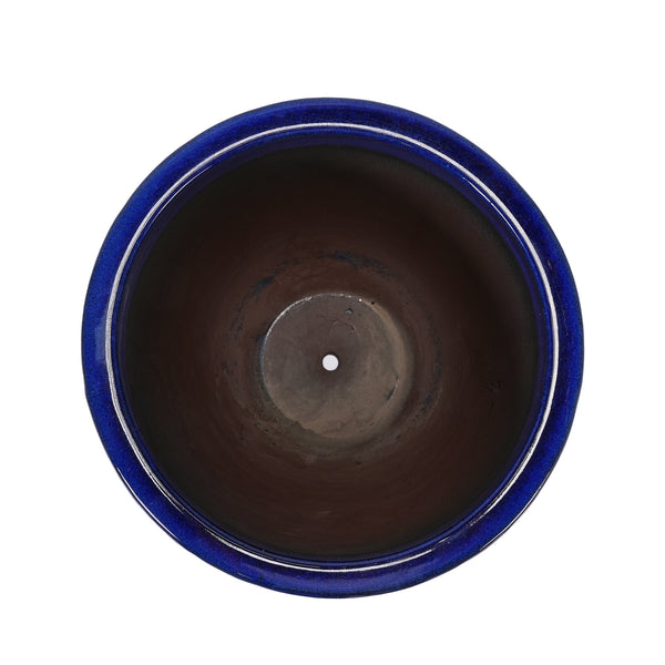 English Elm Ceramic Modern Flowerpot - Handcrafted Dark Blue Planter For Stylish Indoor & Outdoor Spaces W3273P326365