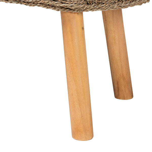 English Elm Modern Woven Seagrass Acacia Wood Bench Organic Boho Accent for Entryway or Bedroom B2750P467726