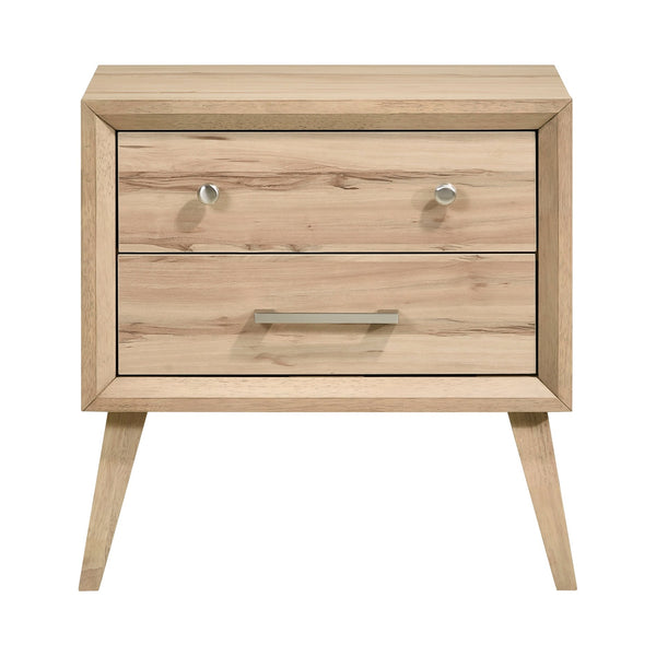 English Elm Classic Marrin Nightstand Mid-Century Modern 2-Drawer Natural Oak Melamine with Brushed Nickel Hardware, 25.5"x16.5"x26.5" B011P250503