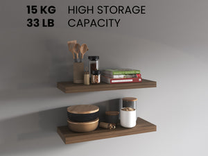 English Elm Floating Shelves - Elegant Mahogany Finish, Space-Saving Design, Perfect For Modern Home Décor B097P250920