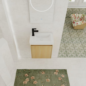 English Elm 20" Wall-Mounted Bathroom Vanity With Ceramic Sink - Stylish Oak Finish, Compact Storage Solution W1972P196394