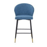 Christopher Knight Home® - Noble House - - Counter Height Bar Stools Set Of 2, Jacquard Upholstered Bar Chairs, Metal Footrest And Frame For Kitchen,Dining Room,28"H Seat Height , Blue