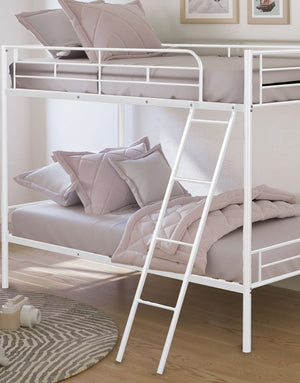 English Elm Contemporary Twin-over-Full Bunk Bed with Sturdy Metal Frame, Two-Tone Finish, Space-Saving Design White 15 L x 80 W x 8 H B2741P347316